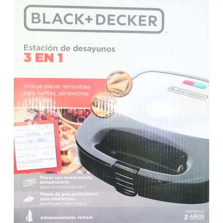 BLACK+DECKER 3-in-1 Black Morning Meal Station Waffle Maker and