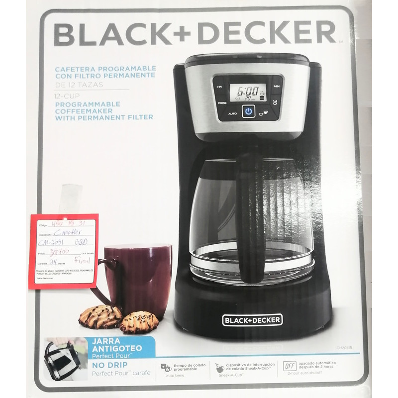 Cafetière Black+Decker programmable avec filtre permanent 12 tasses